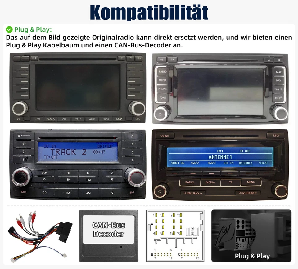 DAB+ 8Core 4+64G Android Radio Carplay Für VW Touareg 7L, T5 Serie mit GPS Navi - Bild 3 von 4
