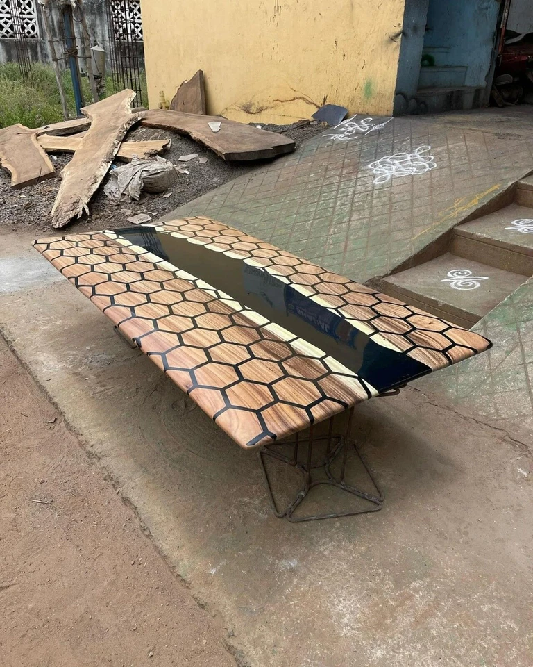 Epoxy Table Top, Walnut Dining Table, Resin Sofa Center Top Decor Handmade Decor - Image 3 of 4