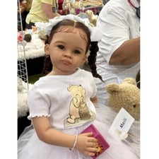 30" Artist Finished Big Huge Reborn Baby Doll Hand-Rooted Long Hair Toddler Girl