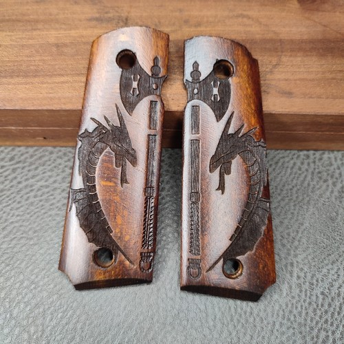 NEU GRIPS Colt 1911 Pistolengriff volle Größe Turkis Nussbaum HOLZ handgefertigt SCHÖNES SET - Bild 4 von 12