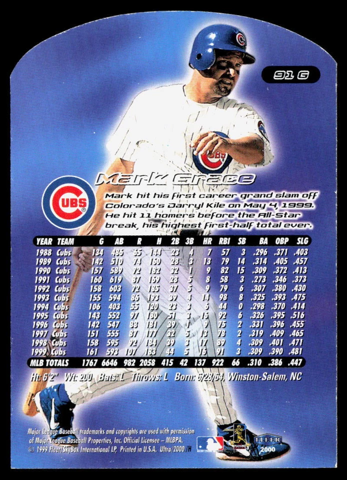 Mark Grace 2000 Ultra Gold Medallion #91G - Image 2 of 2