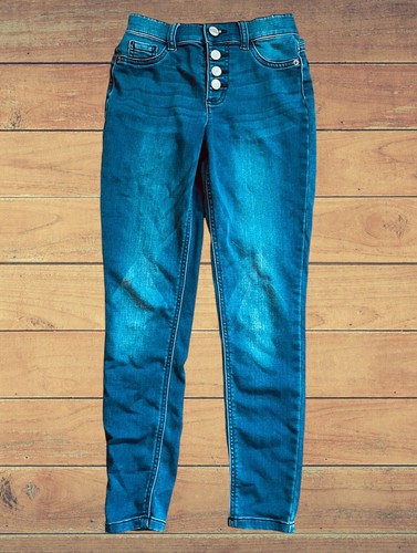 Justice Jeans Girls Size 12 Slim High Rise Denim Jeggings • Dark Wash Snap Fly - Picture 12 of 12