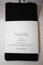 NEW Maurices 40D Black Opaque Control Top Tight SIZE 2XL/3XL