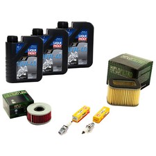 Set für Yamaha XS 400 DOHC 1982-84 Wartung Öl 3L Luftfilter Ölfilter Zündkerzen
