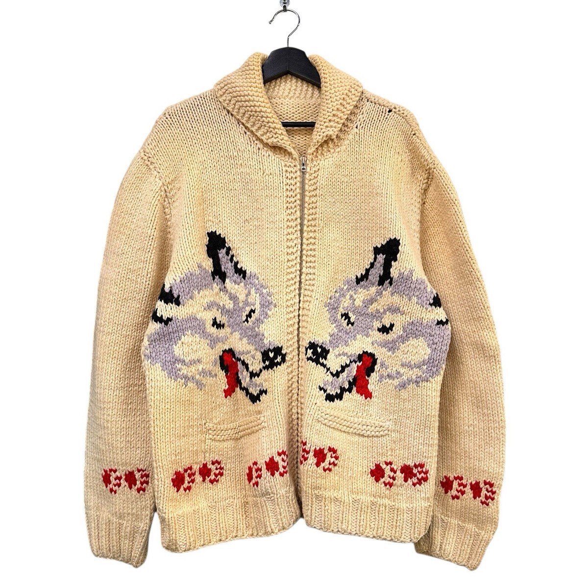 VINTAGE WOLF COWICHAN 100% WOOL Knit Sweater Jacket *MINT VINTAGE WOLF COWICHAN 100% WOOL Knit Sweater Jacket *MINT