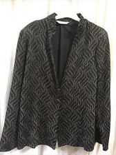16 Black &gold Glitter  Jkt By Bm Part Lined L Sleeve 1 Button Manderine Collar