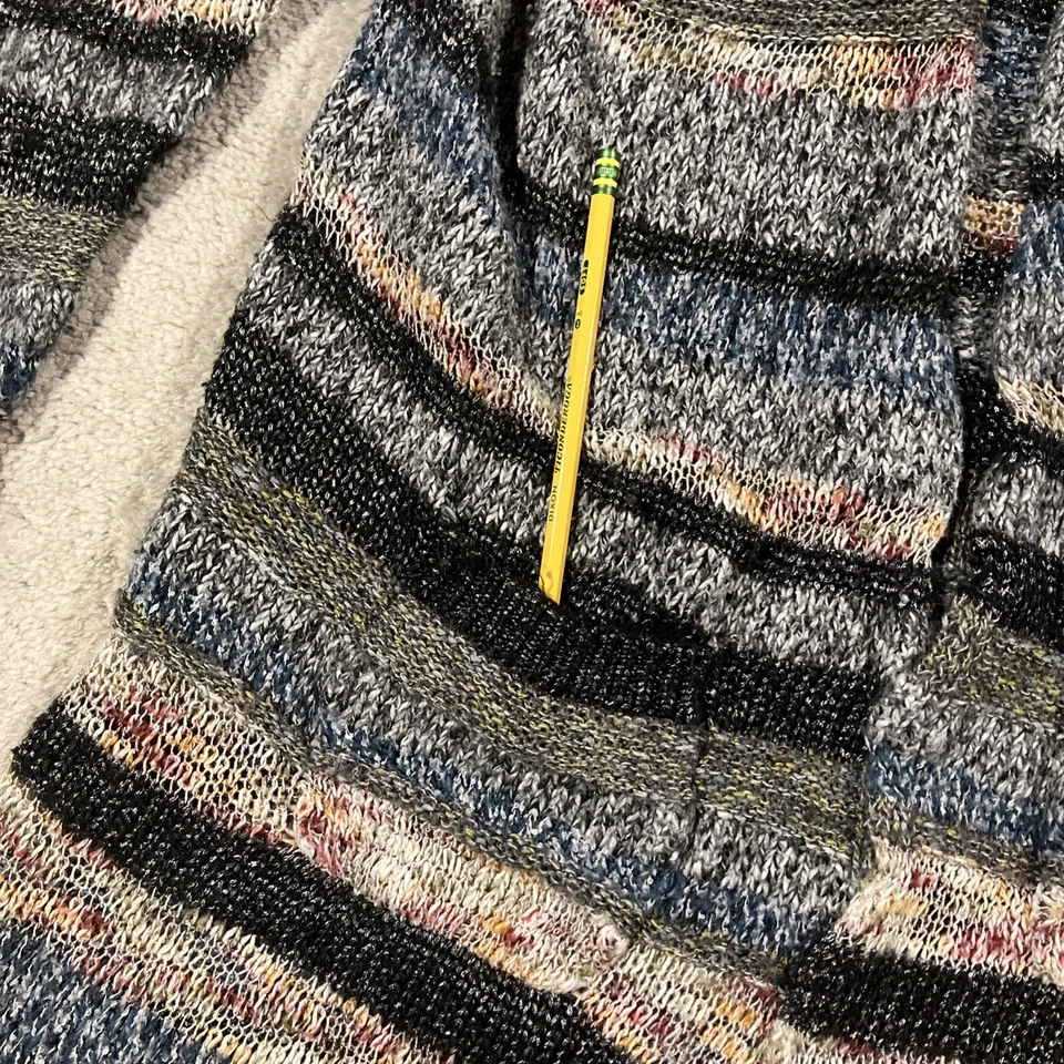 Cárdigan de mezcla de lana a rayas tallado con volantes para mujer 1X suéter grande jaspeado Cabincore mamá Foto 4 de 4