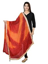 Women's Jaipuri Rajasthani Art Silk Polka Dots Printed Bandhani Bandhej Dupatta