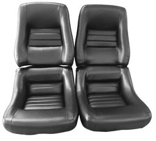 Corvette C3 Mtd Leather Seat Covers Black Leathervinyl W4 Bolster 1979-81 Corvette C3 Mtd Leather Seat Covers Black Leathervinyl W4 Bolster 1979-81