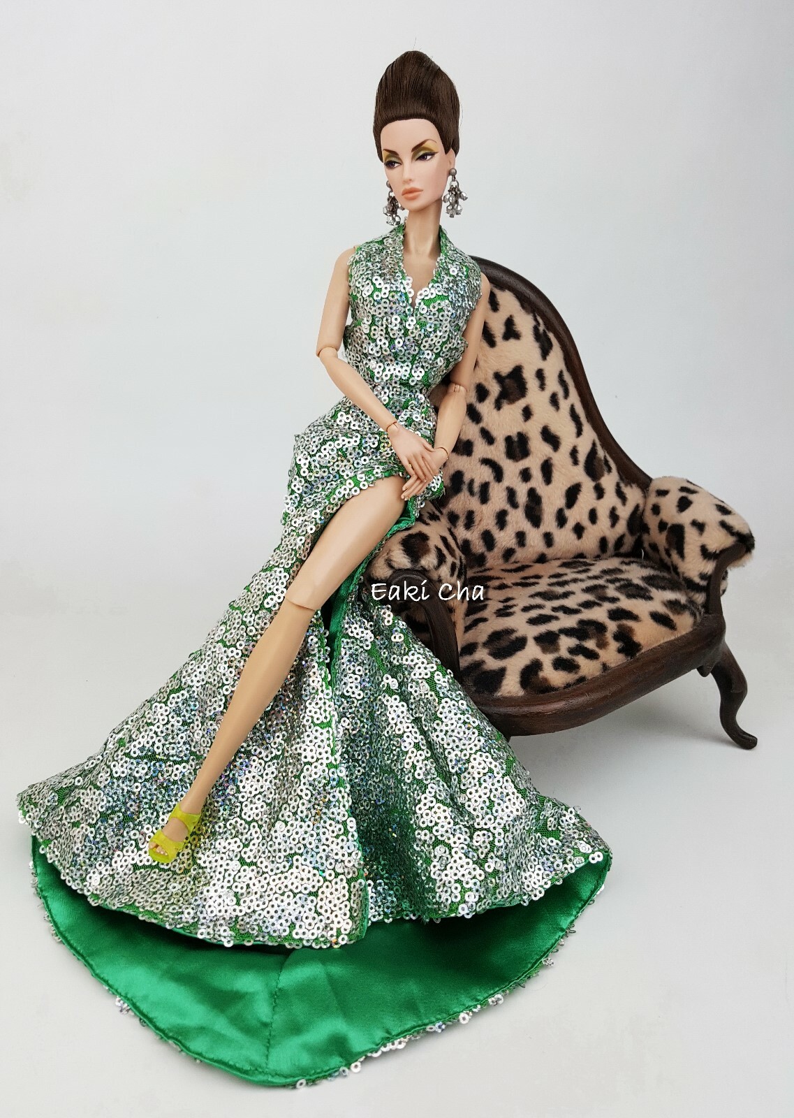 green sequin evening dress