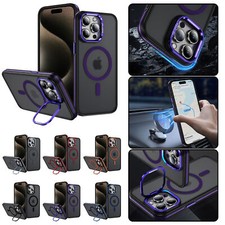 For iPhone 16 Pro Max 15 14 13 12 11 Translucent Magnetic Case W/ Camera Stand