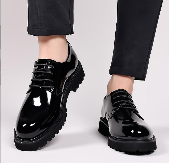 SAOLA Scarpe stringate uomo lucide punta tonda plateau business casual inglesi