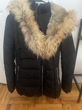 Mackage Women’s Fur Hooded Down Long Coat Jacket Black Size Xs