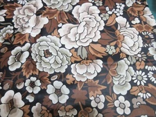 2 yds 18" x 54" wide Vintage  Cohama Vat Screen Print LOIRE Brown Floral Butterf