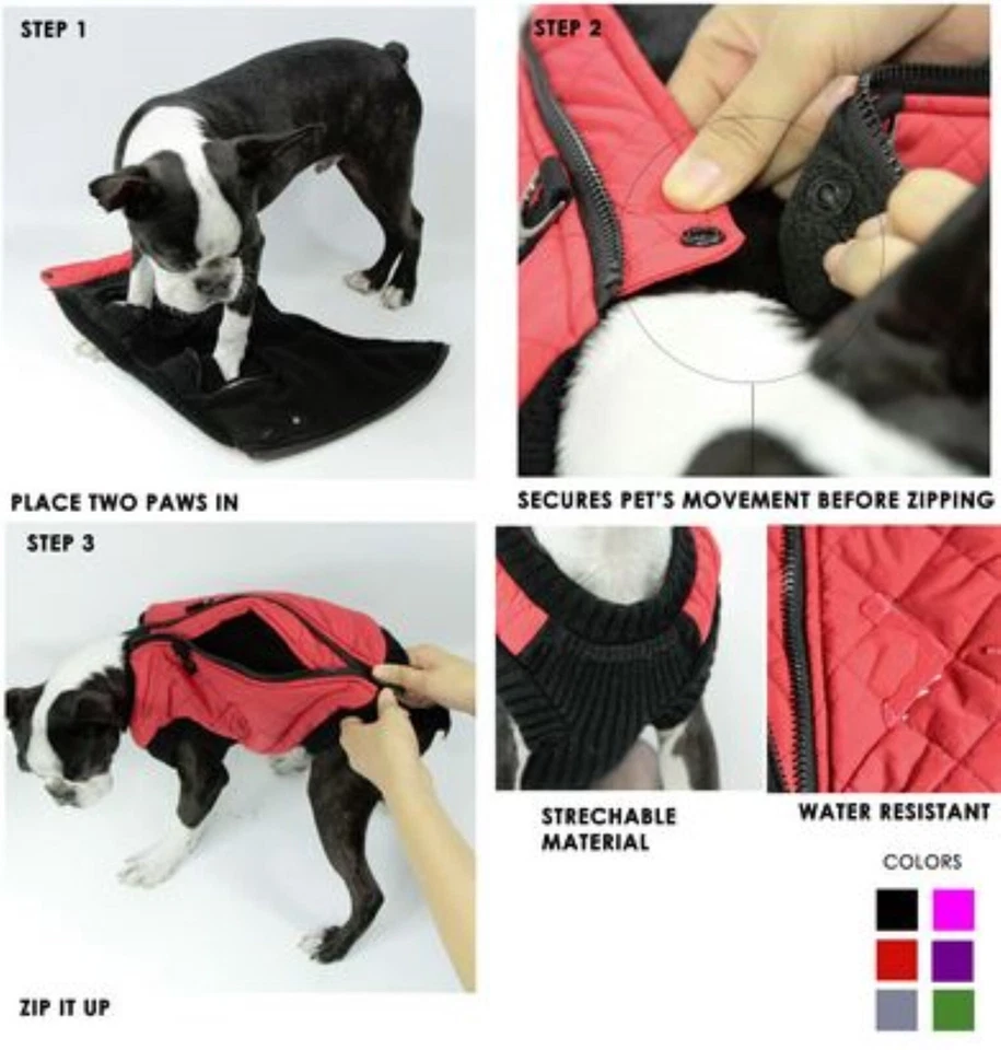 Gooby Fashion Vest Dog Puppy Small Breed M L XL Quilted Sweater Jacket & D-Ring - Image 4 of 4