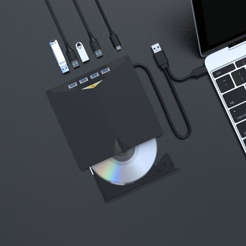 7 Port External DVD Drive USB 3.0 Type C ROM Burners Rewriter with USB Ports - Afbeelding 2 van 8