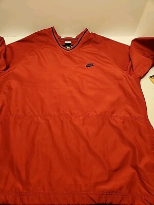 Nike Baseball 72 V-Neck Nylon LS Red Windbreaker Men's Size