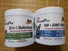 Prestipet 18 in 1 MultiVitamin Beef 120 , Hip Joint Flavor 120 Soft Chews 70