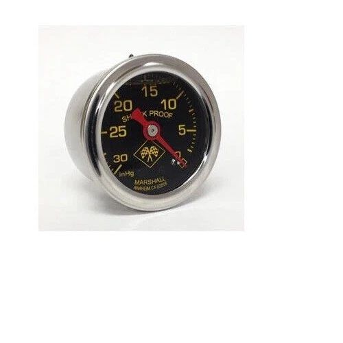 Aspiradora Marshall Gauge 0-30 Hg 1,5" Midnight Chrome 1/8" NPT (llena de líquido) Foto 3 de 3