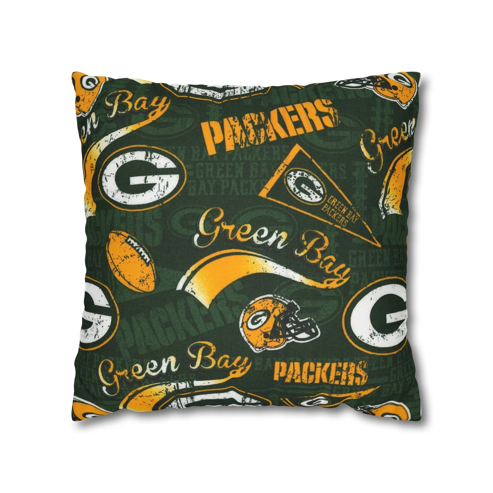 Green Bay Packers Spun Square Throw Pillow