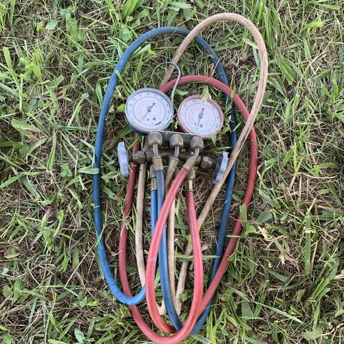 Vintage JB REFRIGERATION MANIFOLD GAUGES WITH HOSES 2 Valve Brass Gauge Set eBay