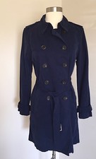 Jcrew $168 Petite Washed Cotton Trenched Coat Sz 10p Navy E8252 New