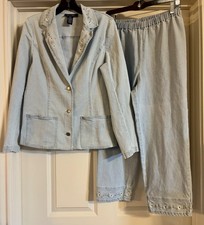 Denim & Co. 70’s Vintage Rare Two Piece Monochromatic Old Money Pantsuit Size S