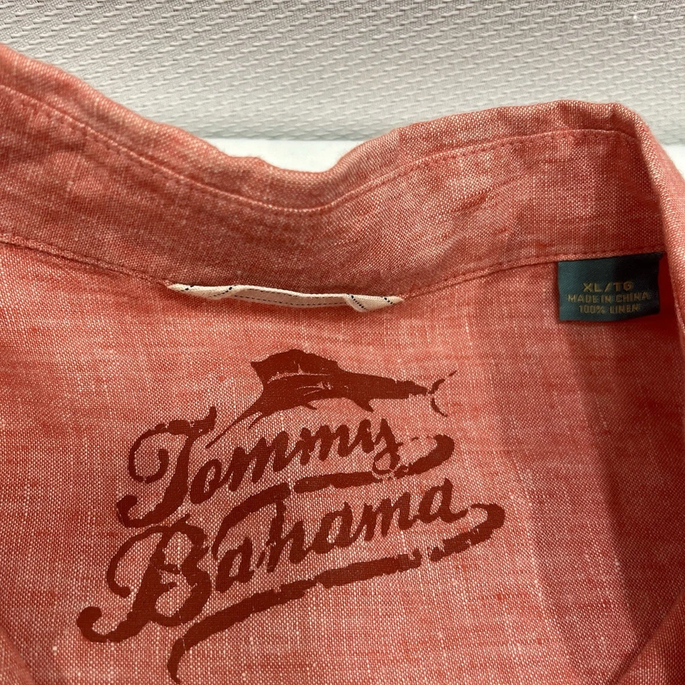 Tommy Bahama Mens Shirt Size XL Button Down Red Relax 100% Linen Long Sleeve - Image 4 of 4
