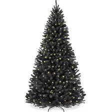 Best Choice Products Pre-Lit Artificial Spruce Tree w/Easy Assembly Black