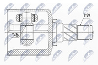 NTY NPW-NS-036 Gelenksatz, Antriebswelle Vorne Links Passend FüR Nissan