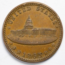 1863 Capitol Budling / Army & Navy Civil War Token CWT Extremely Fine XF+