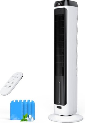 41'' Evaporative Air Cooler Bladeless Tower Fan Cooling Fan W/ 3 Speeds & 5 Modes