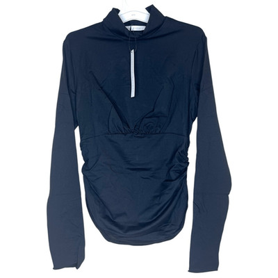 NEW Susana Monaco Mock Neck Gathered Long Sleeve Top Black XLarge
