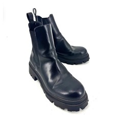 Zara Black Faux Leather Chunky Lug Sole Chelsea Boots Ankle 3126/611/040 Size 39
