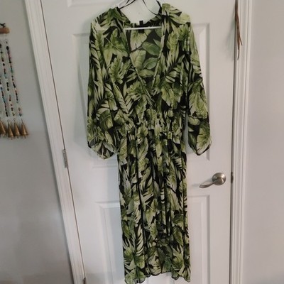 Stella & Julie Women's Black And Green Tropical Print Mesh Plus Size 18w  Dress | eBay