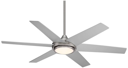 56" Estate Modern Indoor Outdoor Ceiling Fan Dimmable LED Light Remote Nickel - Picture 7 of 8