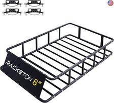 Racketon 64 x39 x8 Roof Cargo Rack for SUV Car Trucks,Heavy Duty Cargo Basket