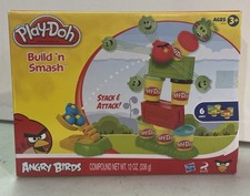 RARO 2014 Hasbro Rovio PLAY-DOH ANGRY BIRDS BUILD "N SMASH JUEGO *Leer