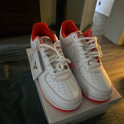 Nike Air Force 1 Low Top Leather Sneakers White/Orange NYC Men New w/ Box