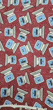 Y2K VTG Jaftex Corp Desktop Computer Monitor Fabric Red Novelty 3.5yds Cotton