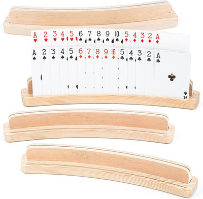 4 Stück Kartenhalter, Kartenhalter Holz Doppelstöckig Für Erwachsen | Spielkarte