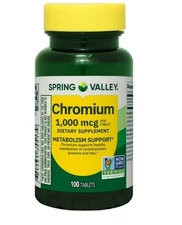 Spring Valley Chromium Metabolism Support Supplement Tablets 1,000 Mcg 100 Count
