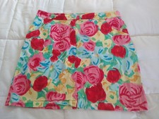 TALBOTS A Line Skirt Pockets Floral Cotton Stretch Sz 10 Colorful
