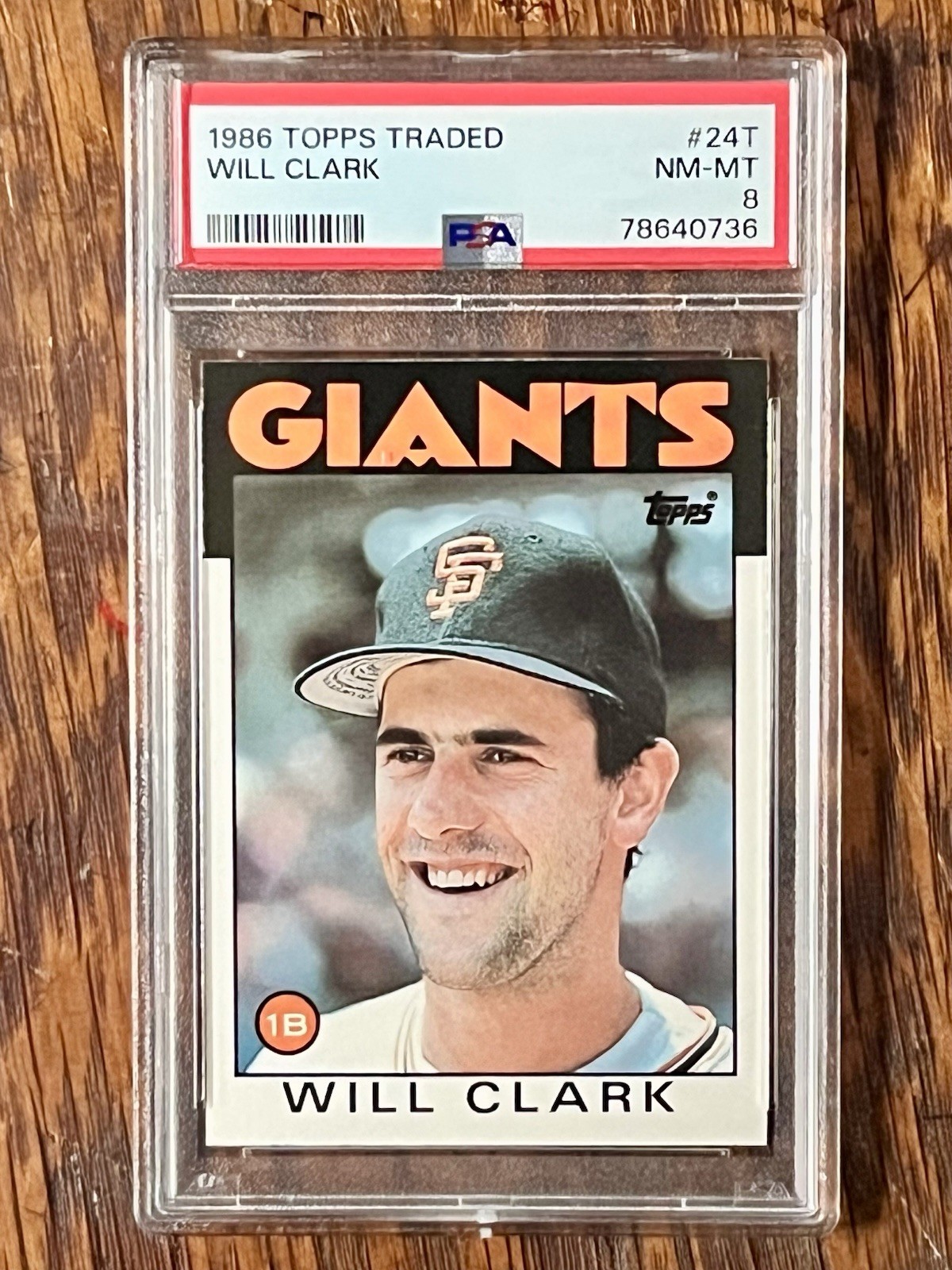 1986 Topps Traded #24T Will Clark San Francisco Giants Rookie RC PSA 8 NM-MT