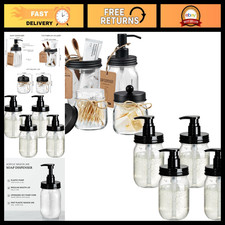 4PC Lotion Soap Dispenser  Mason Jar Bathroom Set - Rustic Farmhouse Decor, Qti
