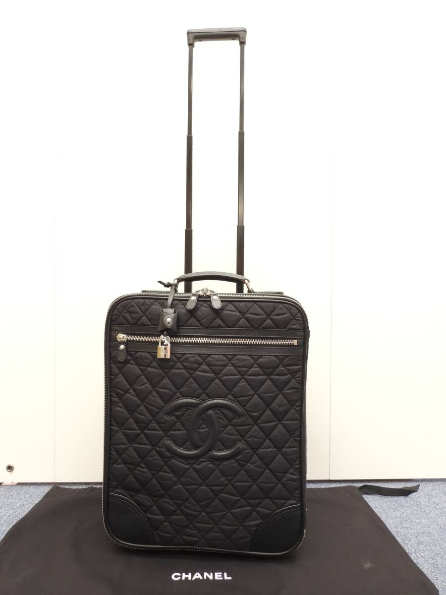 CHANEL Black Sports Line Travel Trolley Carry Bag 108313 Excellent Condition