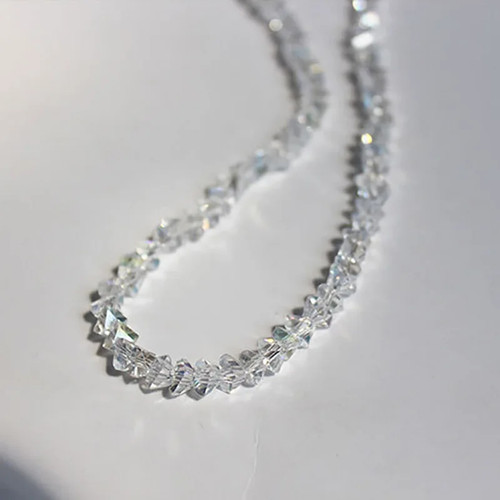 Crystal Beaded Choker Necklace Korean Glass Transparent Collar Women Jewelry - Picture 2 of 31