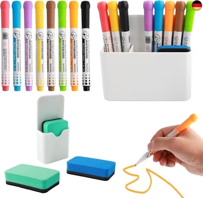 KAHOUI 14 Stück Whiteboard Marker Set, 8 Whiteboard Stifte Abwischbar für Kinder und L