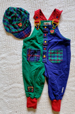 Vintage Gymboree Rainbow Tag Colorblock Plaid Baby Romper Hat Set 1990s INFANT