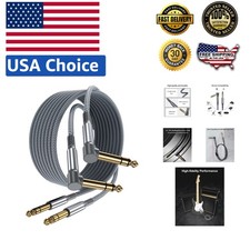 Braided 20ft TRS Cable: Right-Angled to Straight 6.35mm for Instruments